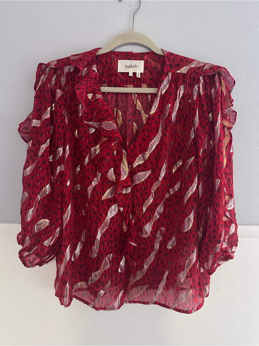 ba&sh Heidi Ruffled Metallic Top - Picture 2 of 3